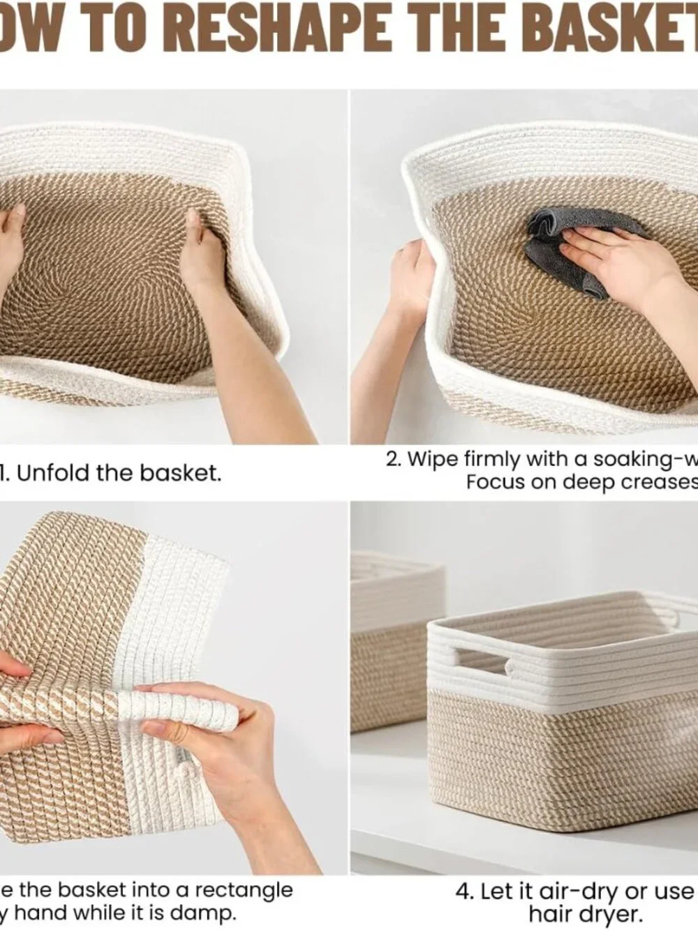 New 5 Pack Woven Storage Baskets, Decorative Storage Bins for Organizing